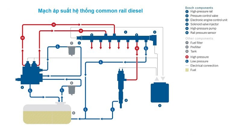 mạch áp suất hệ thống Common Rail Diesel