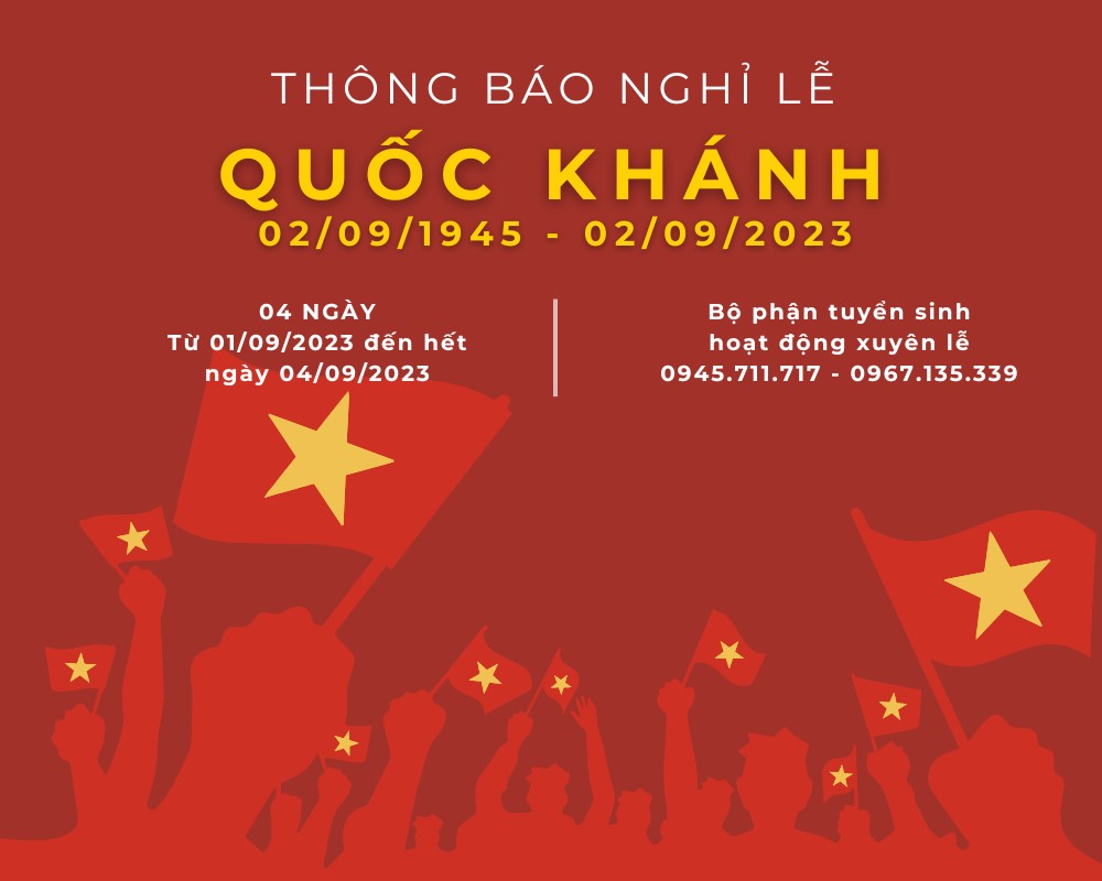 Trung tâm VATC thông báo nghỉ lễ Quốc Khánh 02/09/2023