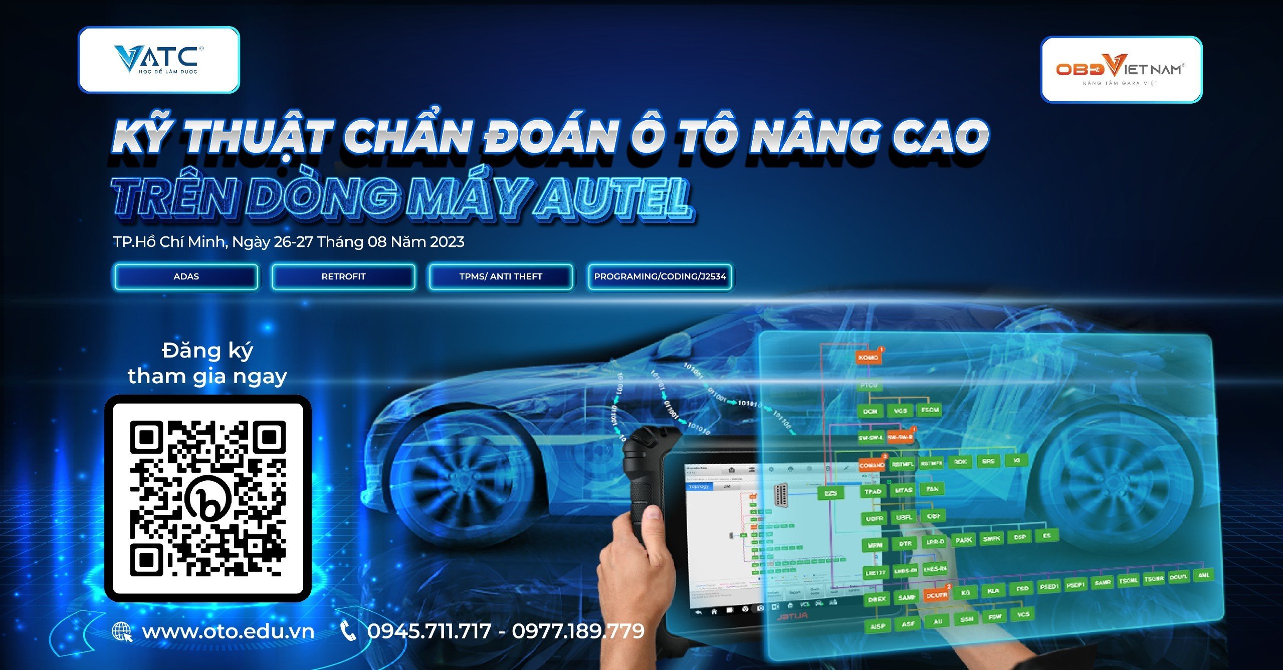 Khóa đào tạo kỹ thuật chẩn đoán Autel nâng cao cùng chuyên gia tại trung tâm VATC