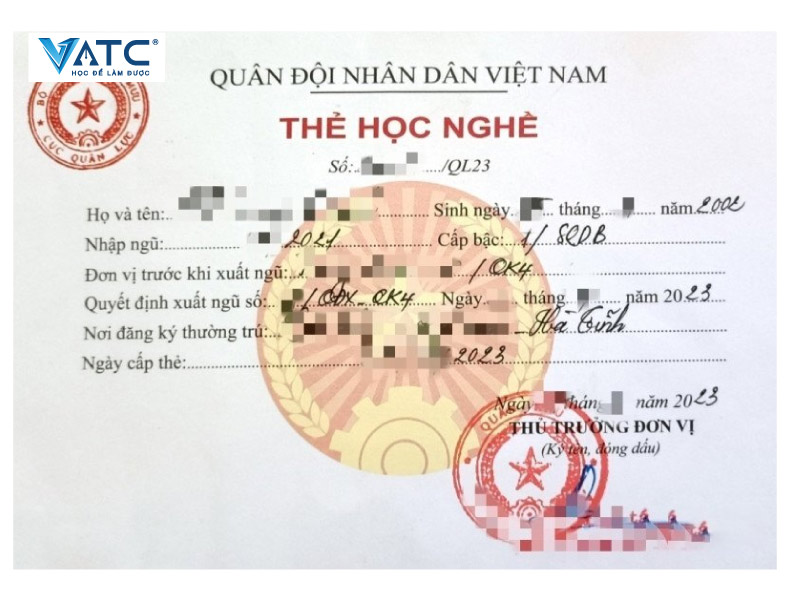 thẻ học nghề dành cho bộ đội xuất ngũ