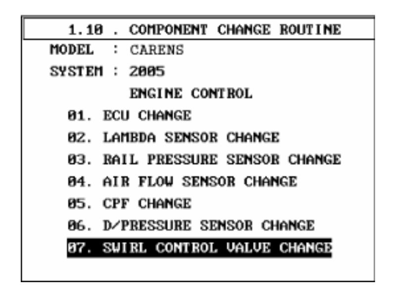 SWIRL CONTROL VALVE CHANGE