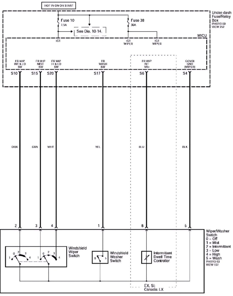 Kiểm tra hệ thống gạt mưa trên xe Honda Civic Si 2008, khi on chìa khóa cần gạt mưa quay liên tục, xong dừng sai vị trí (các chế độ hoạt động bình thường)