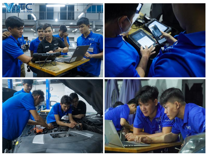 lớp chẩn đoán ô tô hiện đại k31 học thực hành