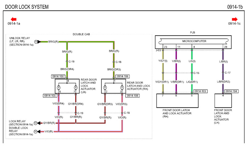 sơ đồ mạch điện hệ thống double lock mazda bt50