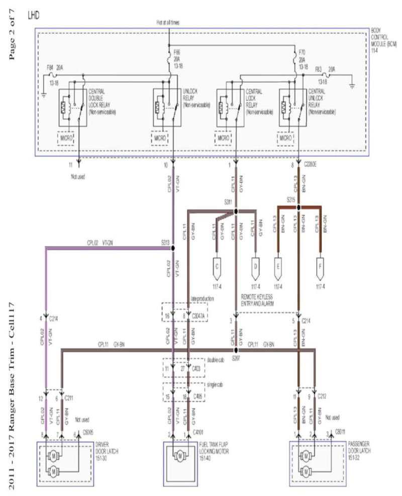 sơ đồ mạch điện hệ thống xe ford ranger 2011 - 2017 1
