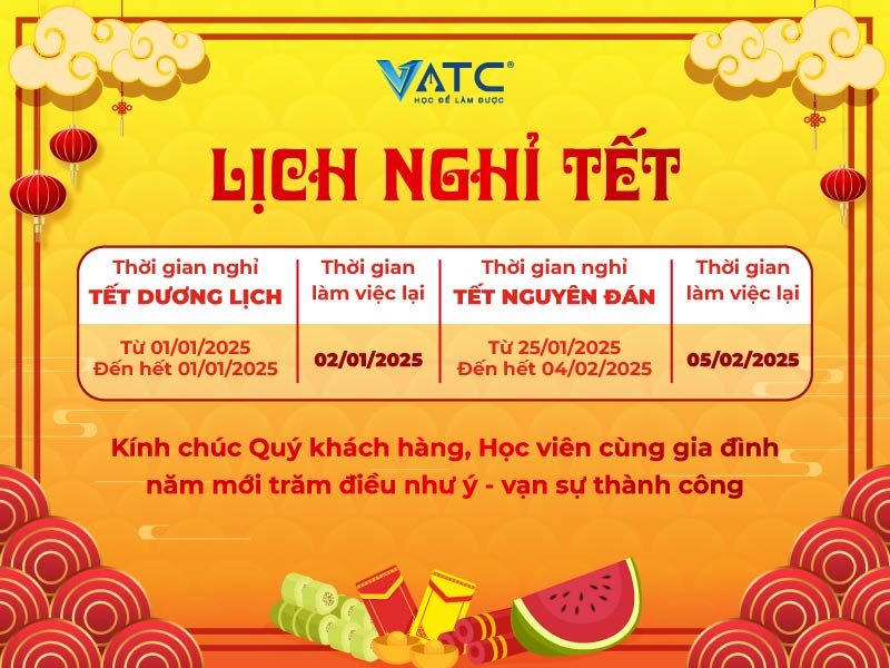 Thông báo lịch nghỉ Tết năm 2025 của trung tâm VATC