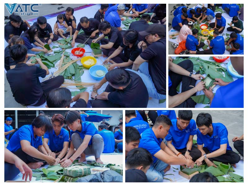 những chiếc bánh chưng vuông vắn được ra lò