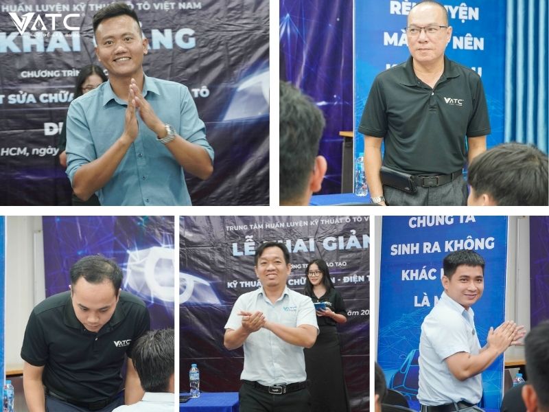 quý ban lãnh đạo cùng quý giảng viên tham dự lễ khai giảng lớp kỹ thuật sửa chữa điện - điện tử ô tô k58